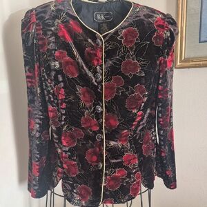 R&K Red Floral Velvet Blazer